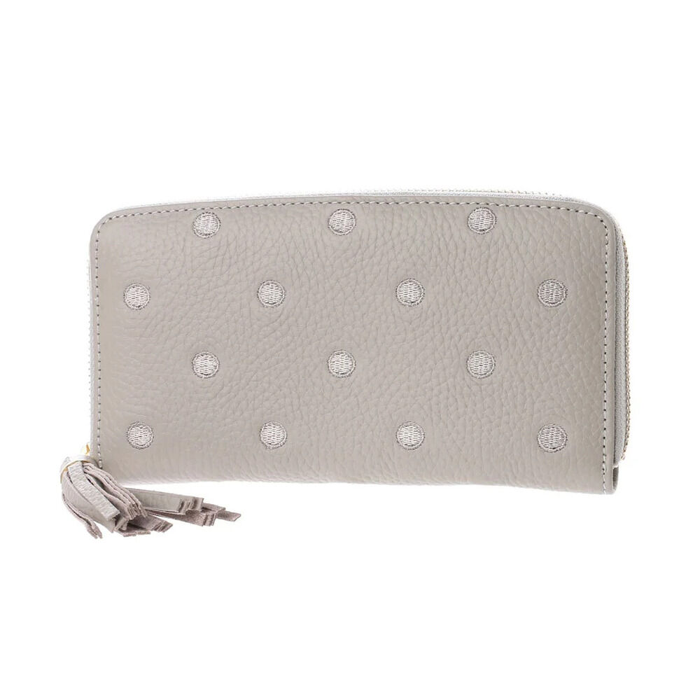 BACKYARD FAMILY「perche ペルケ 財布 08-06-02970 通販 牛革ドット刺繍ラウンド長財布 長財布」|その他|グレー1