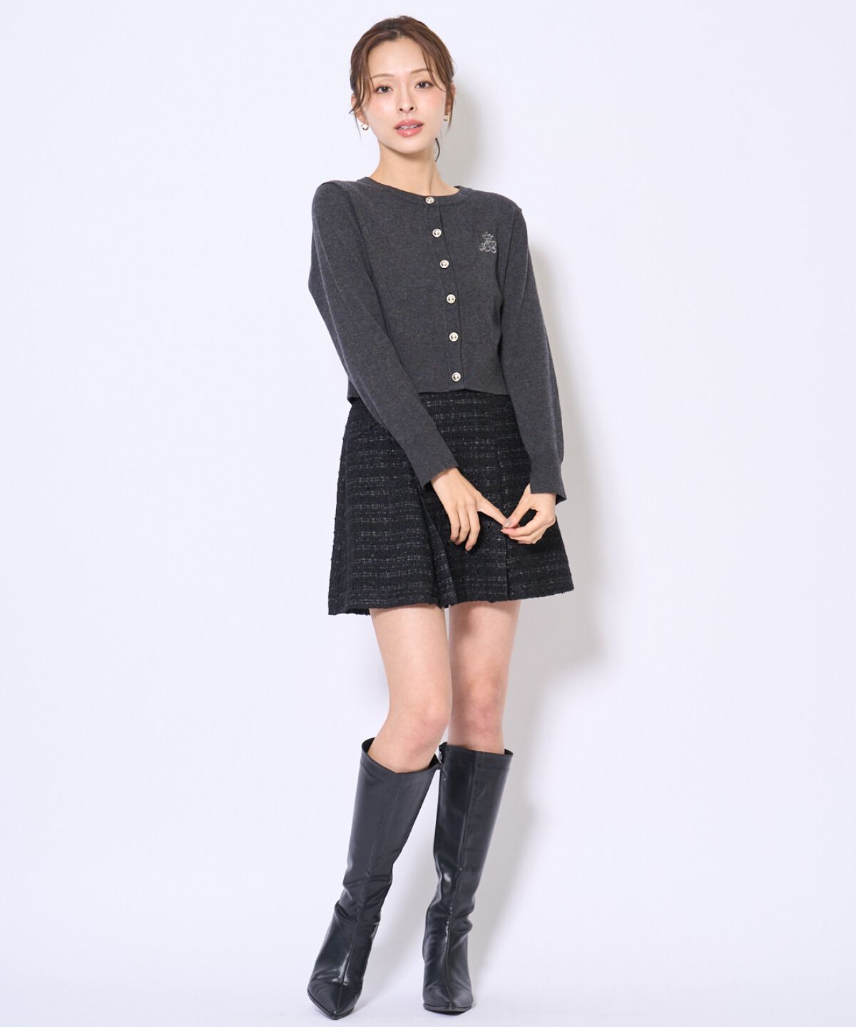 アンドクチュール「日本製ツイードミニスカート」|フレア|