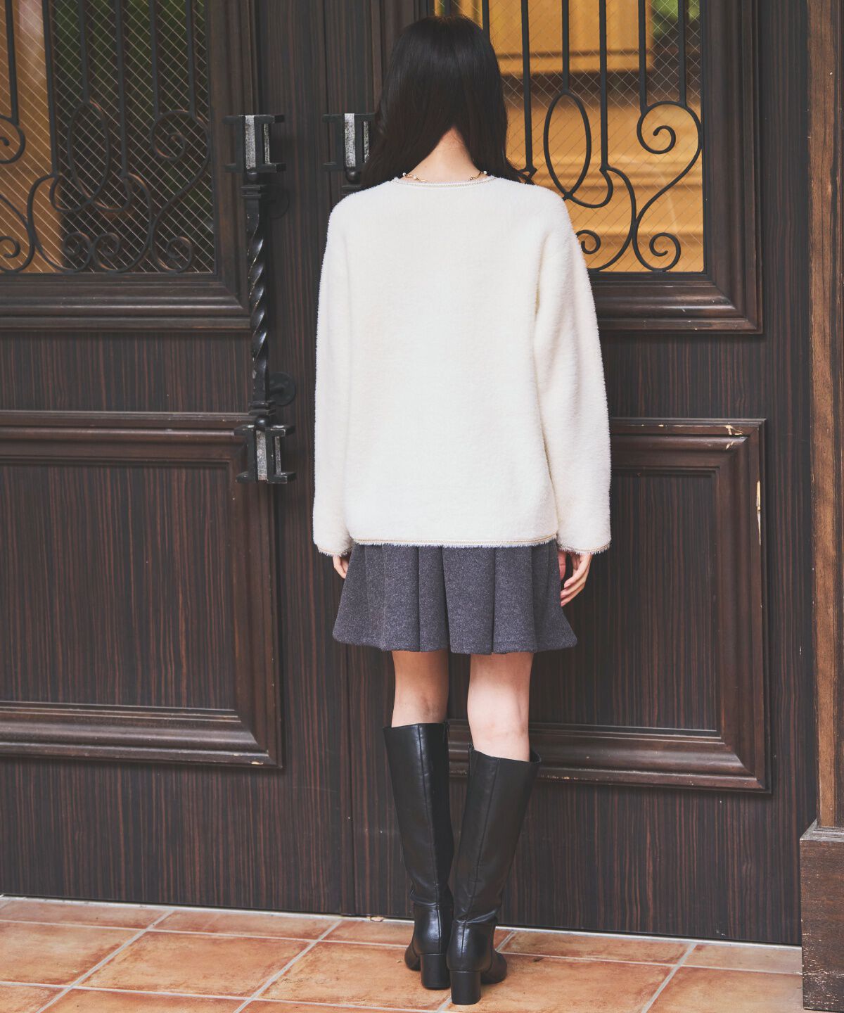 アンドクチュール「ベルト付きボックスミニスカート」|台形|