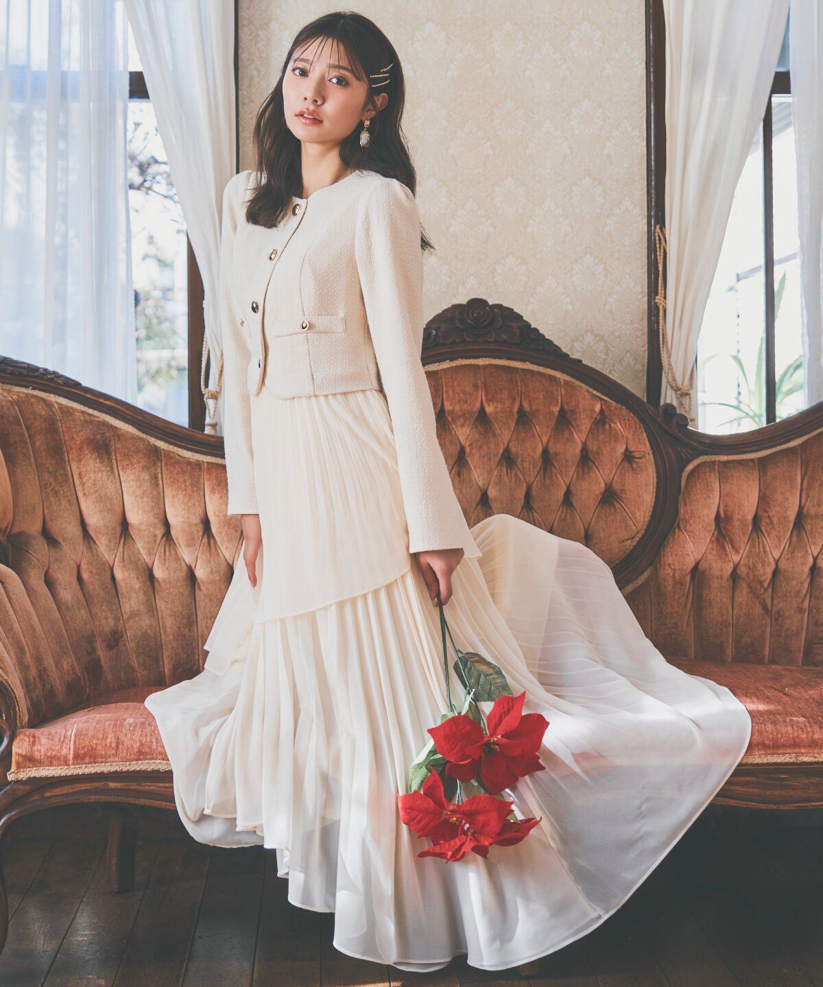 アンドクチュール「ツイードジャケットドッキングワンピース」|ワンピース|