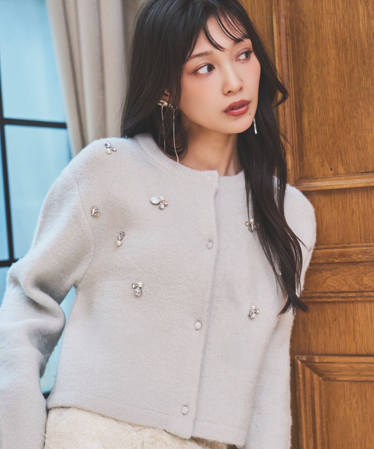 アンドクチュール「ビジュー付きニットカーディガン」|カーディガン|