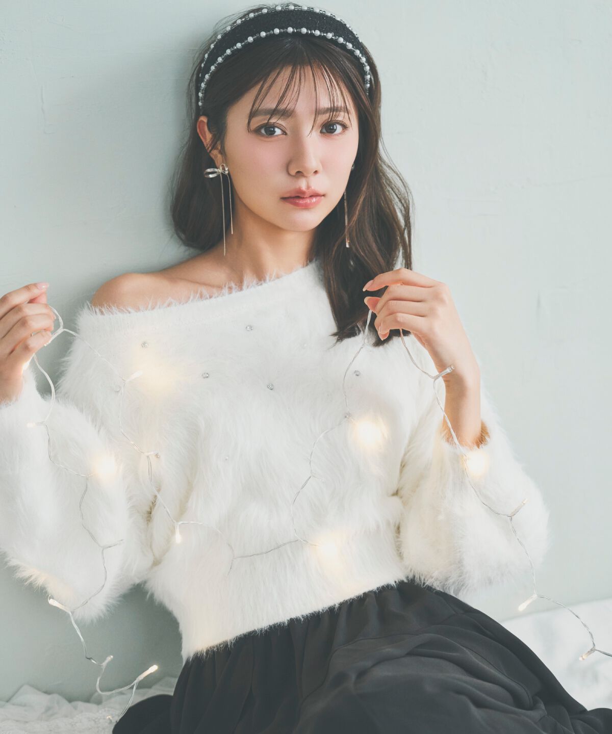 アンドクチュール「ビジューフェザーニットプルオーバー」|ニット・セーター|