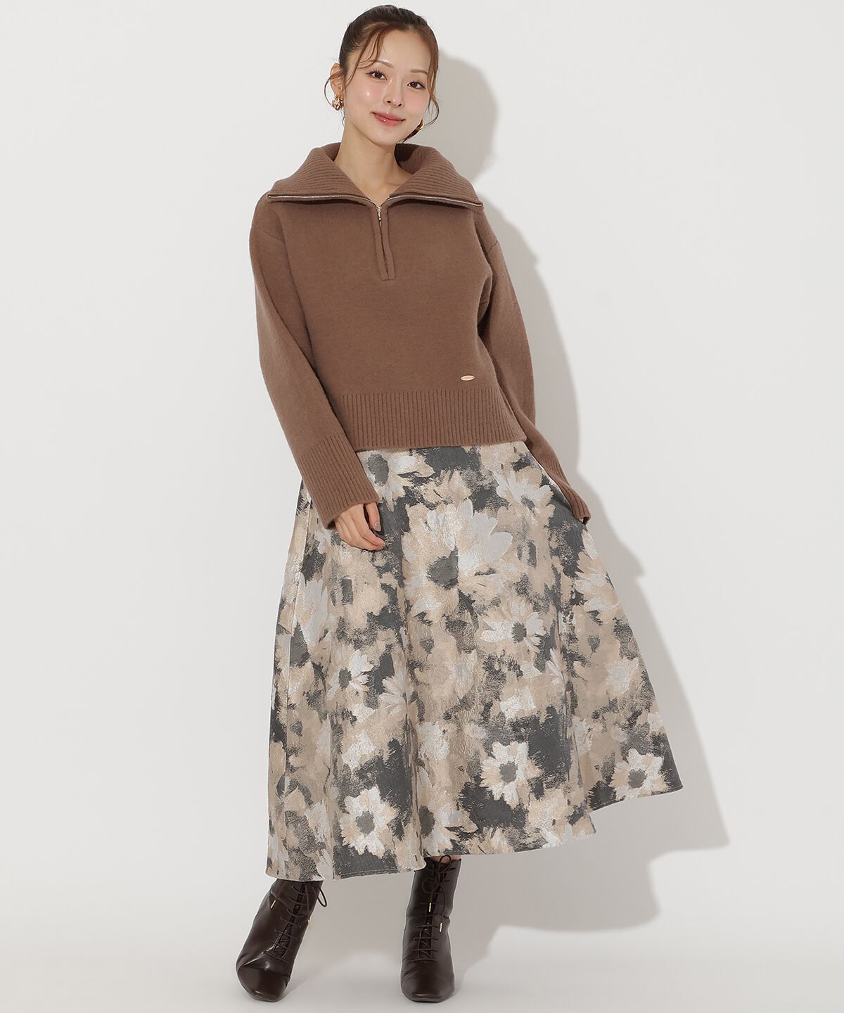 アンドクチュール「ZIPビッグカラープルオーバー」|ニット・セーター|