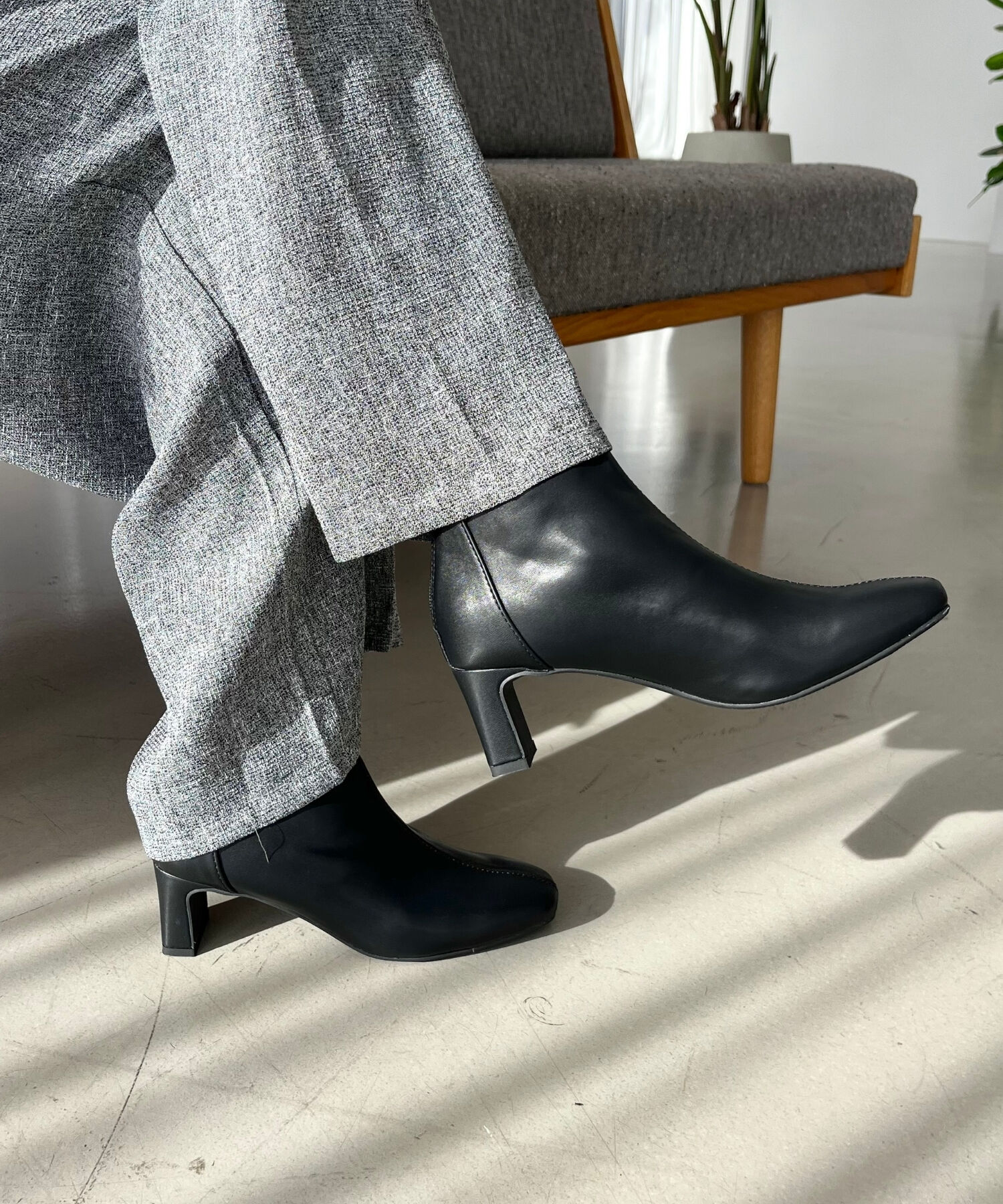 ORiental TRaffic「【 美脚 】 ストレッチ ヒール バックジップ ブーツ / 51423」|ショートブーツ|