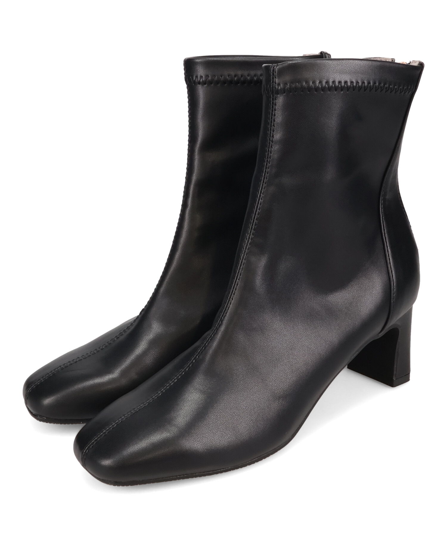 ORiental TRaffic「【 美脚 】 ストレッチ ヒール バックジップ ブーツ / 51423」|ショートブーツ|