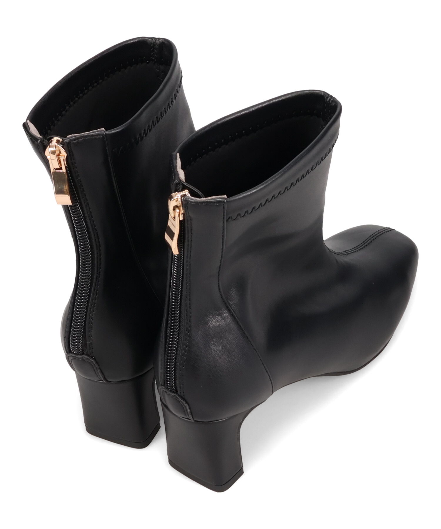 ORiental TRaffic「【 美脚 】 ストレッチ ヒール バックジップ ブーツ / 51423」|ショートブーツ|