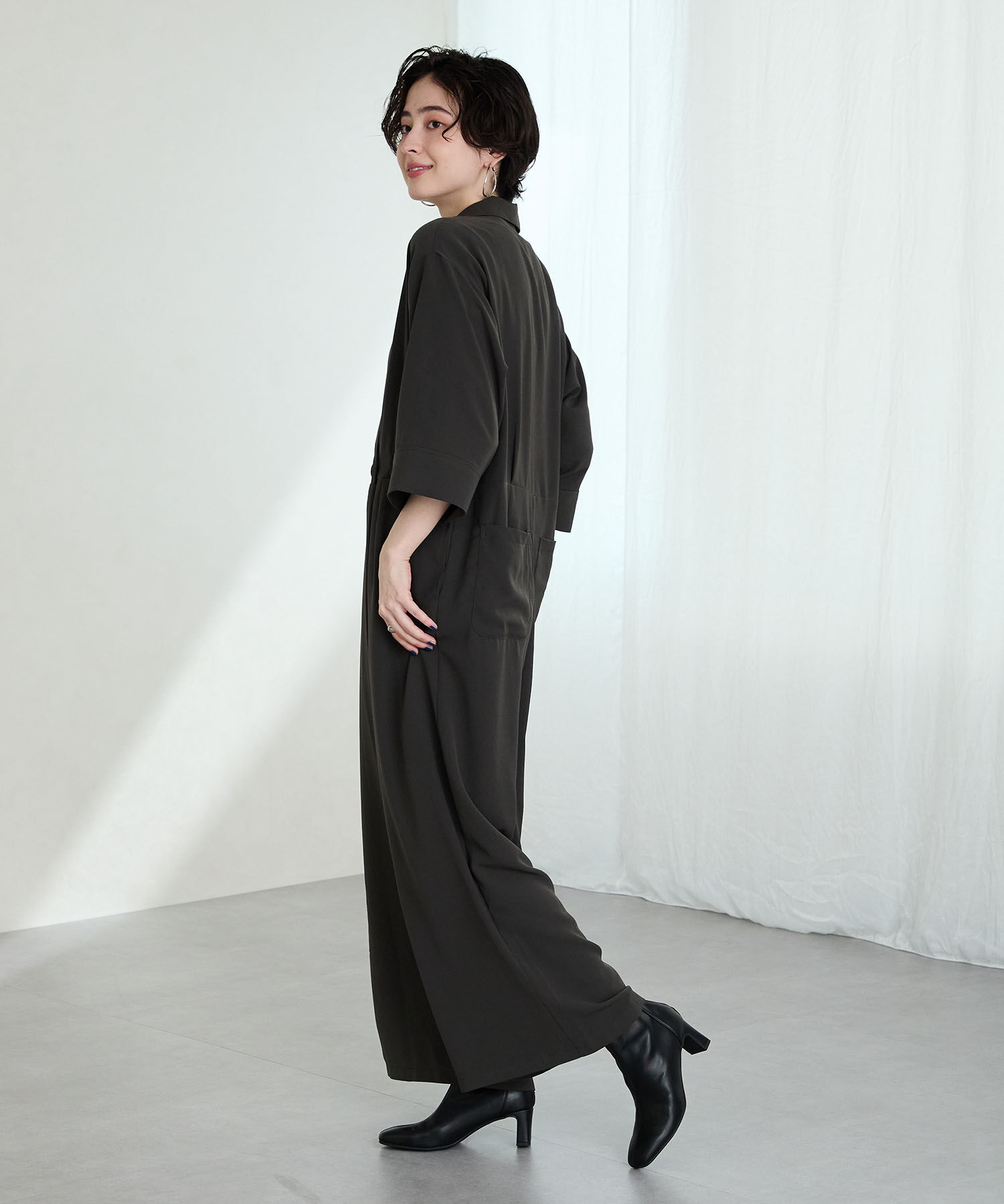 ORiental TRaffic「【 美脚 】 ストレッチ ヒール バックジップ ブーツ / 51423」|ショートブーツ|