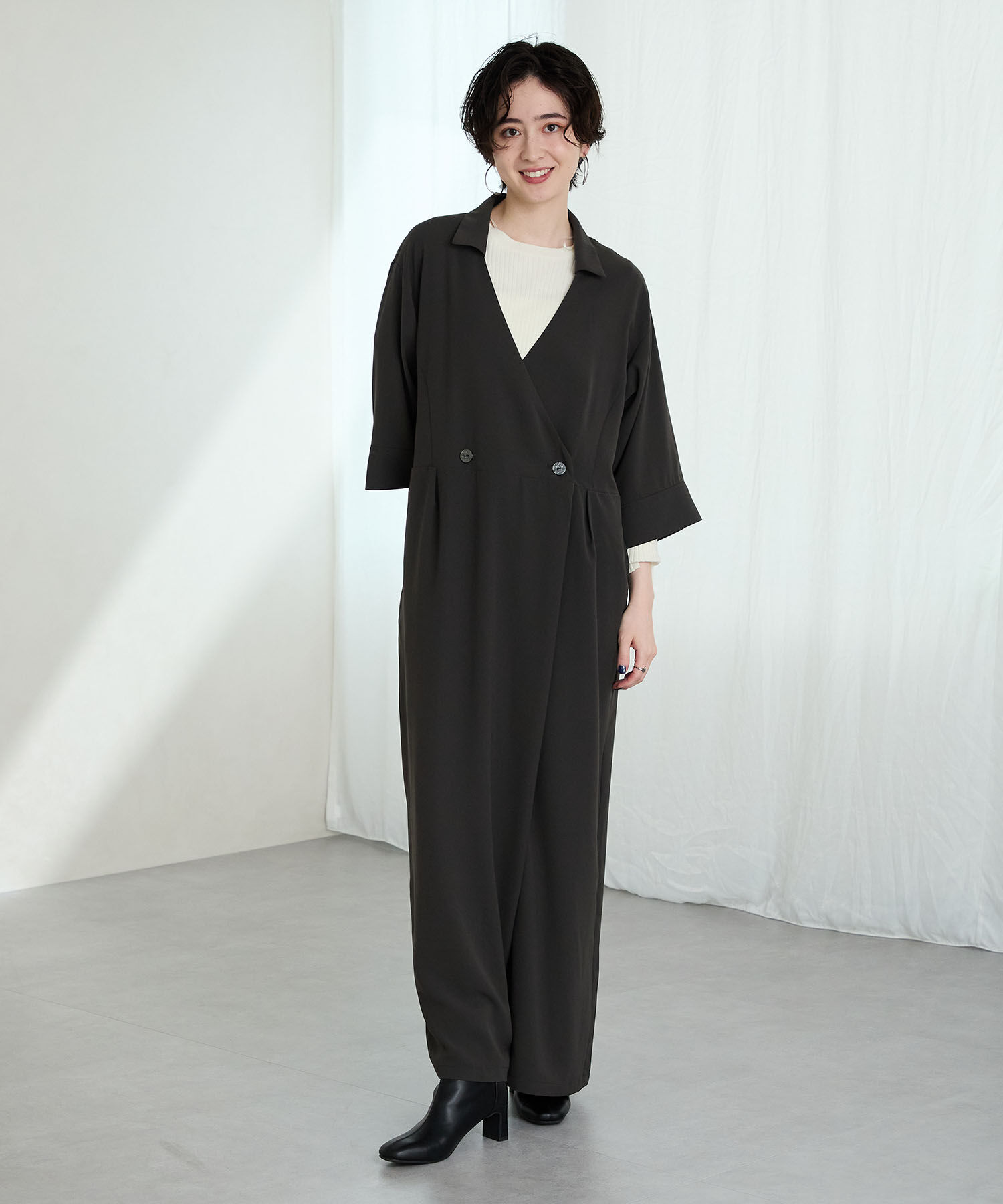 ORiental TRaffic「【 美脚 】 ストレッチ ヒール バックジップ ブーツ / 51423」|ショートブーツ|