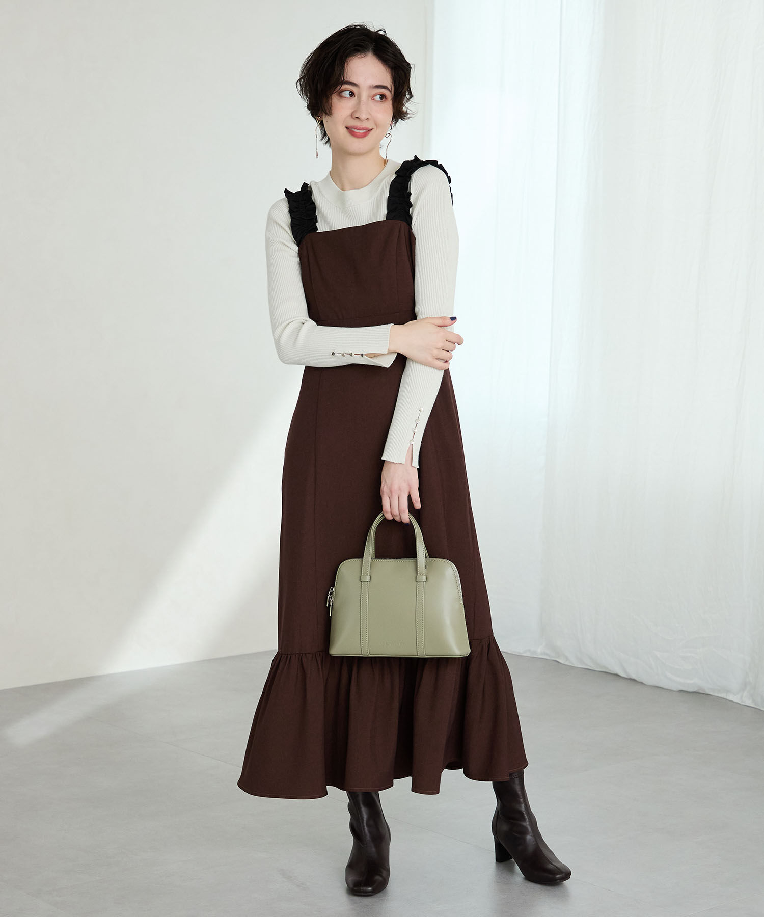 ORiental TRaffic「【 美脚 】 ストレッチ ヒール バックジップ ブーツ / 51423」|ショートブーツ|