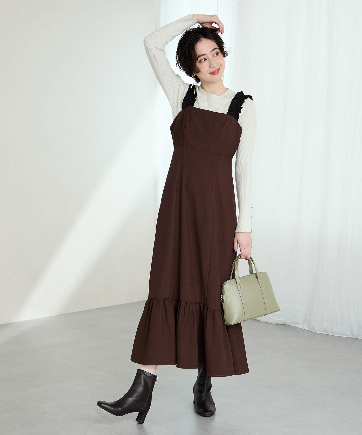 ORiental TRaffic「【 美脚 】 ストレッチ ヒール バックジップ ブーツ / 51423」|ショートブーツ|