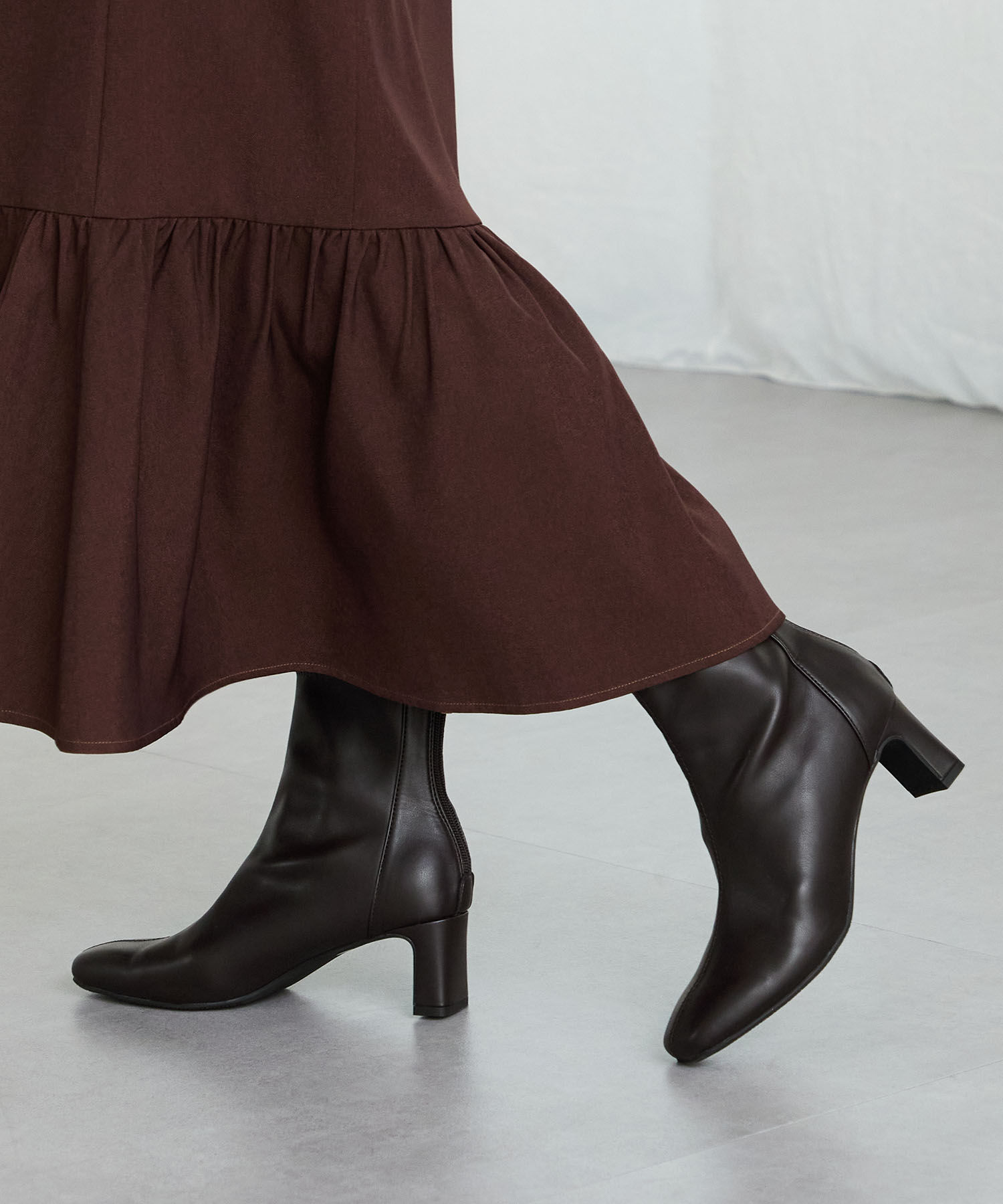 ORiental TRaffic「【 美脚 】 ストレッチ ヒール バックジップ ブーツ / 51423」|ショートブーツ|