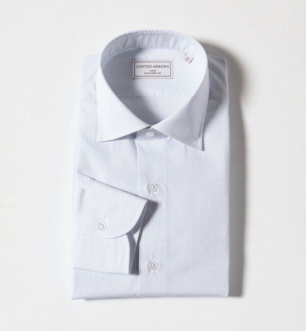 UNITED ARROWS「ALBINI グラフチェック セミワイドカラー シャツ」|シャツ・ブラウス|LT.BLUE