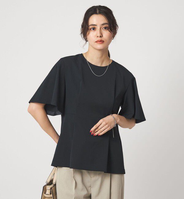 UNITED ARROWS green label relaxing「［size SHORTあり］サラフール タック ブラウス ストレッチ 接触冷感 UVカット」|シャツ・ブラウス|NAVY