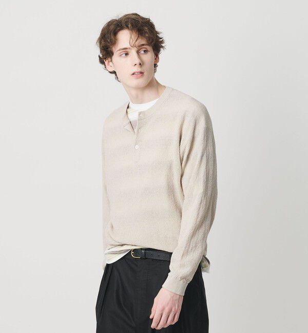 BEAUTY&YOUTH UNITED ARROWS「テクスチャード 3ボタン ヘンリーネック ニット ウォッシャブル」|ニット・セーター|