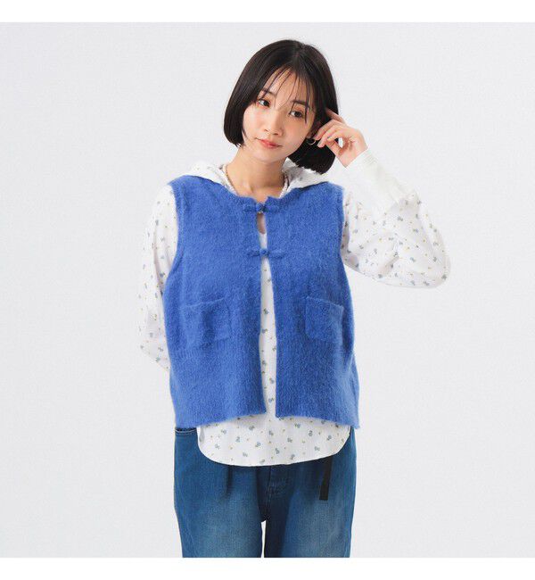 BEAMSBOY「チャイナ ボタン ベスト」|ベスト・ジレ|BLUE