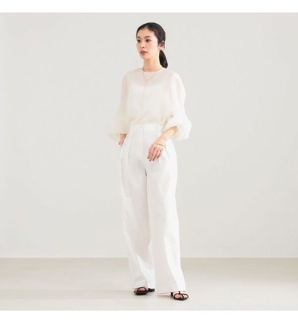 Demi-Luxe BEAMS 「AK+1 / クルーネック リブ ブラウス」|シャツ・ブラウス|