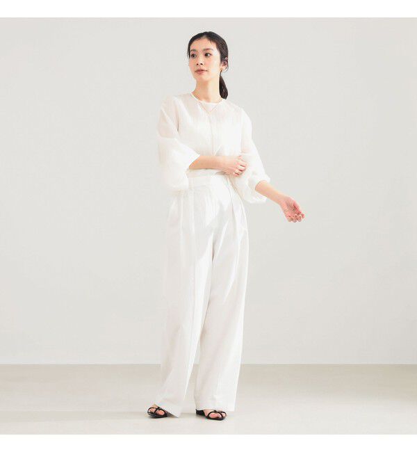 Demi-Luxe BEAMS 「AK+1 / クルーネック リブ ブラウス」|シャツ・ブラウス|