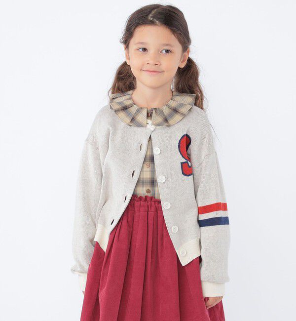 SHIPS KIDS「SHIPS KIDS:100～130cm /〈手洗い可能〉ジャカード レタード カーディガン」|カーディガン|
