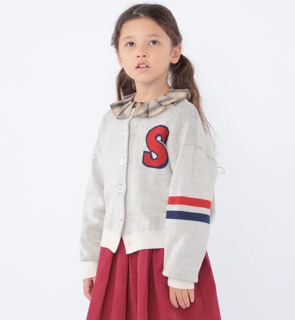 SHIPS KIDS「SHIPS KIDS:100～130cm /〈手洗い可能〉ジャカード レタード カーディガン」|カーディガン|