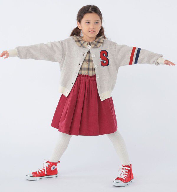 SHIPS KIDS「SHIPS KIDS:100～130cm /〈手洗い可能〉ジャカード レタード カーディガン」|カーディガン|