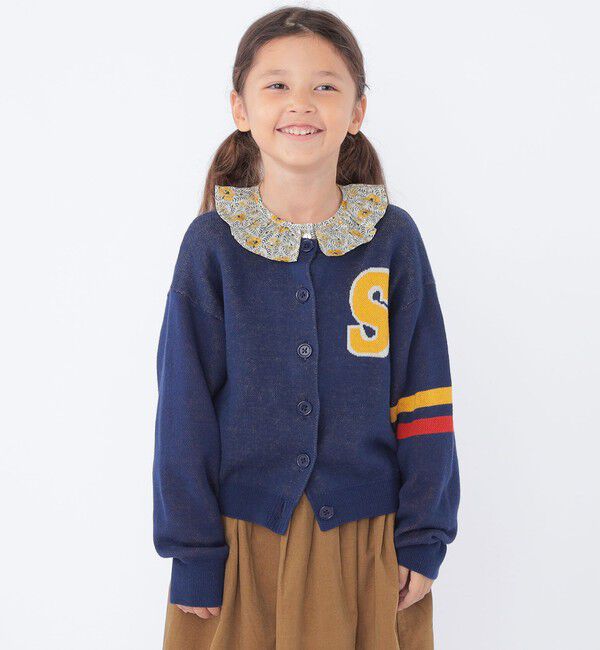 SHIPS KIDS「SHIPS KIDS:100～130cm /〈手洗い可能〉ジャカード レタード カーディガン」|カーディガン|