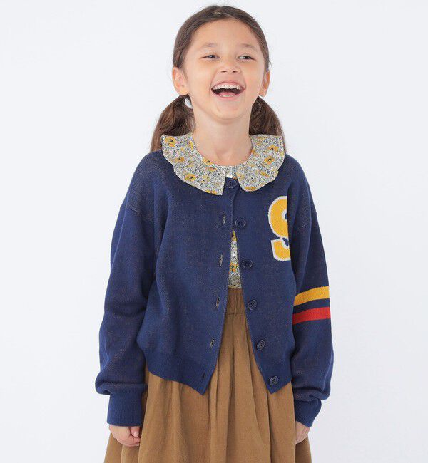 SHIPS KIDS「SHIPS KIDS:100～130cm /〈手洗い可能〉ジャカード レタード カーディガン」|カーディガン|