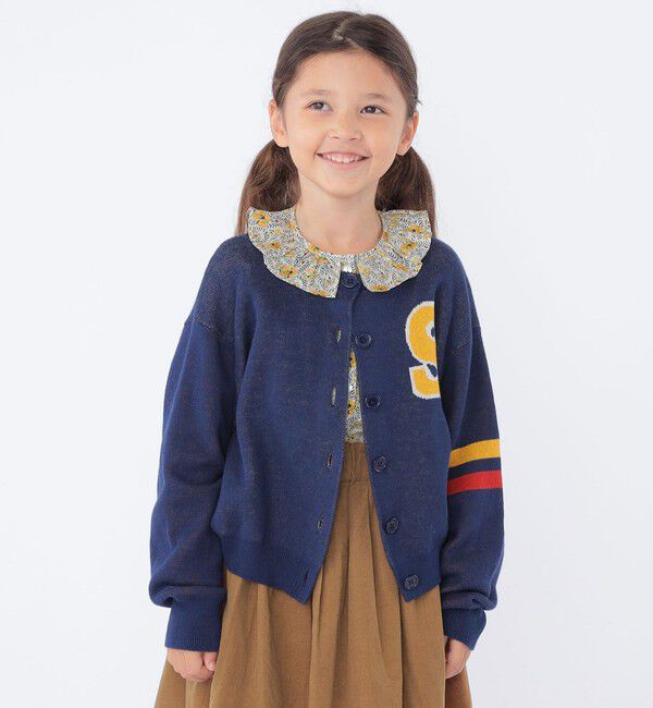 SHIPS KIDS「SHIPS KIDS:100～130cm /〈手洗い可能〉ジャカード レタード カーディガン」|カーディガン|