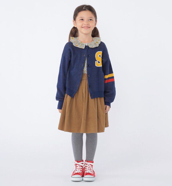 SHIPS KIDS「SHIPS KIDS:100～130cm /〈手洗い可能〉ジャカード レタード カーディガン」|カーディガン|