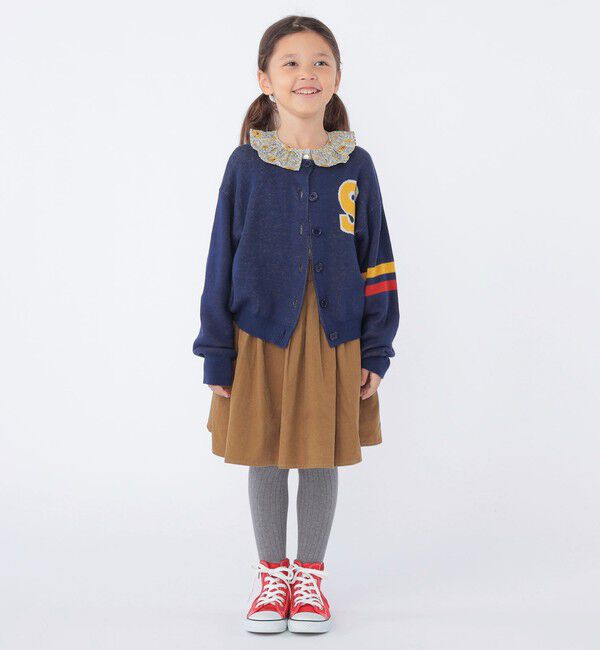SHIPS KIDS「SHIPS KIDS:100～130cm /〈手洗い可能〉ジャカード レタード カーディガン」|カーディガン|