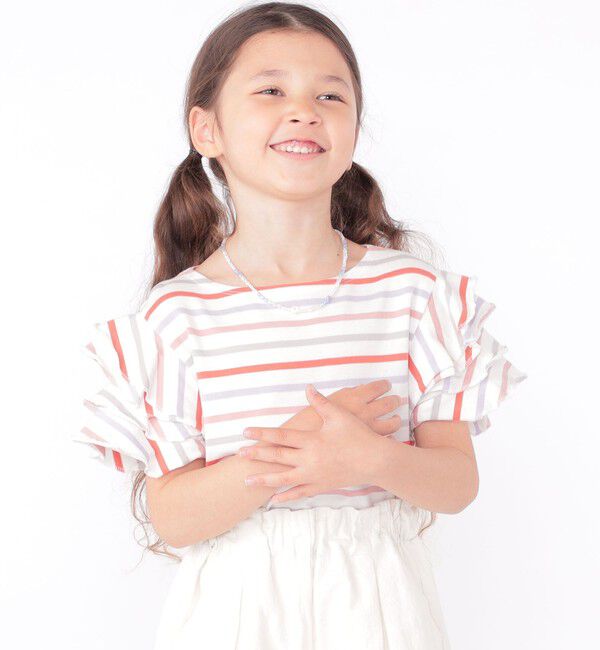 SHIPS KIDS「SHIPS KIDS:100～130cm / オーガニック コットン フリル スリーブ TEE」|Tシャツ・カットソー|