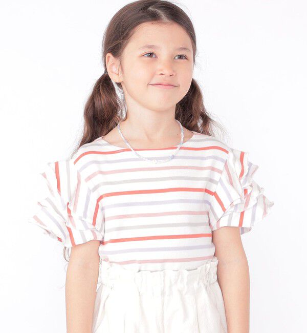 SHIPS KIDS「SHIPS KIDS:100～130cm / オーガニック コットン フリル スリーブ TEE」|Tシャツ・カットソー|