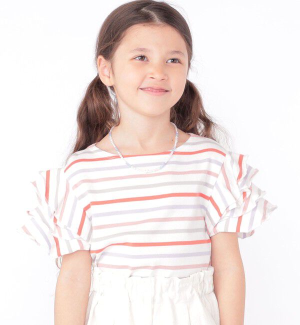 SHIPS KIDS「SHIPS KIDS:100～130cm / オーガニック コットン フリル スリーブ TEE」|Tシャツ・カットソー|