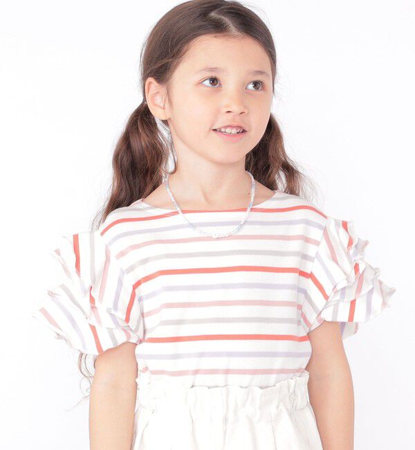 SHIPS KIDS「SHIPS KIDS:100～130cm / オーガニック コットン フリル スリーブ TEE」|Tシャツ・カットソー|
