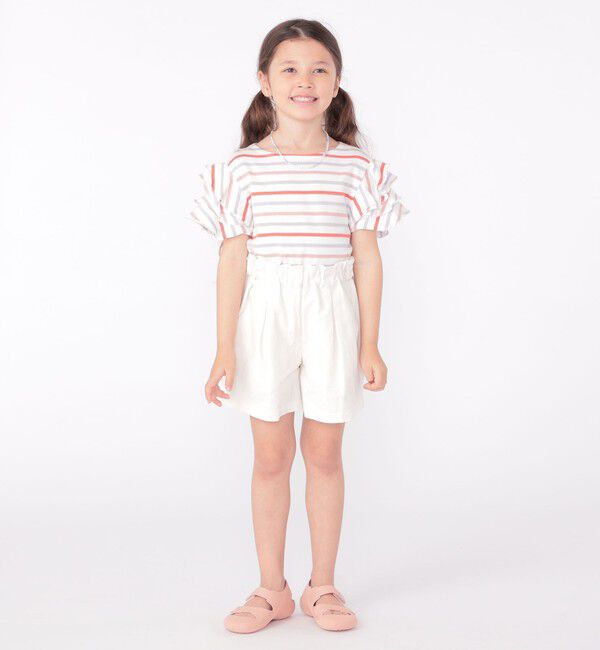 SHIPS KIDS「SHIPS KIDS:100～130cm / オーガニック コットン フリル スリーブ TEE」|Tシャツ・カットソー|