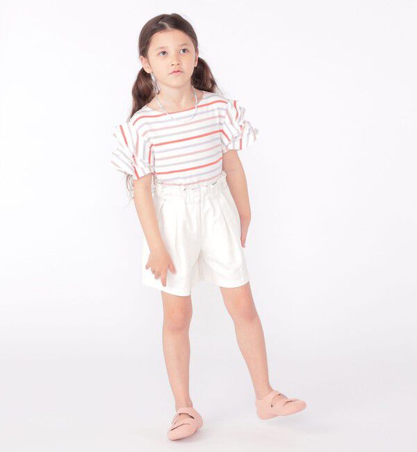 SHIPS KIDS「SHIPS KIDS:100～130cm / オーガニック コットン フリル スリーブ TEE」|Tシャツ・カットソー|