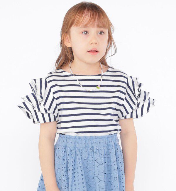 SHIPS KIDS「SHIPS KIDS:100～130cm / オーガニック コットン フリル スリーブ TEE」|Tシャツ・カットソー|