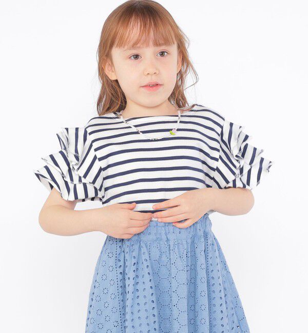 SHIPS KIDS「SHIPS KIDS:100～130cm / オーガニック コットン フリル スリーブ TEE」|Tシャツ・カットソー|