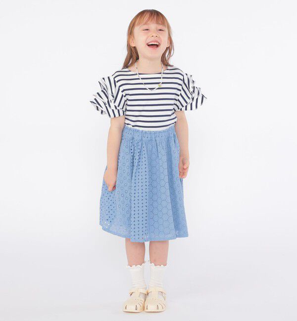 SHIPS KIDS「SHIPS KIDS:100～130cm / オーガニック コットン フリル スリーブ TEE」|Tシャツ・カットソー|