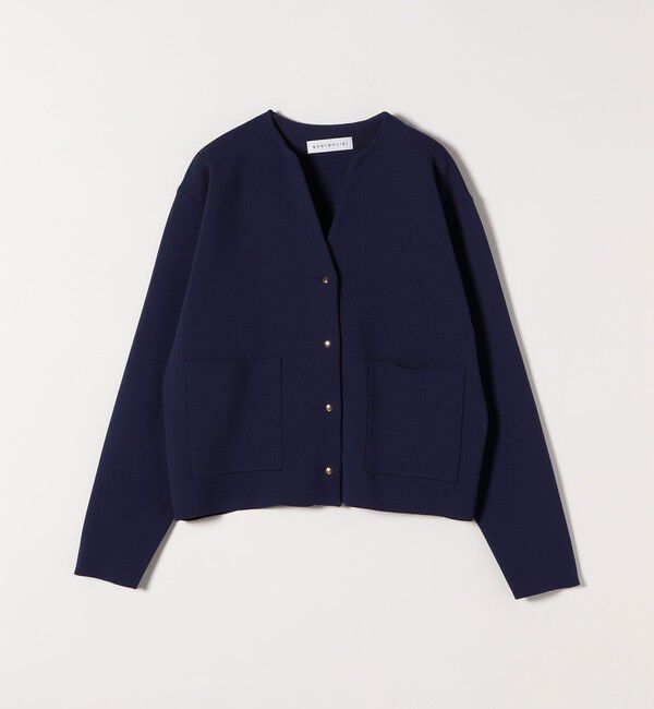 quaranciel「《一部追加予約》quaranciel:〈手洗い可能〉ノーカラー ポケット ニット ジャケット」|ノーカラージャケット|