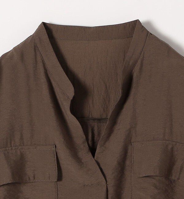 quaranciel「quaranciel:〈手洗い可能〉フレア ハーフスリーブ バンドカラー スキッパー シャツ」|シャツ・ブラウス|