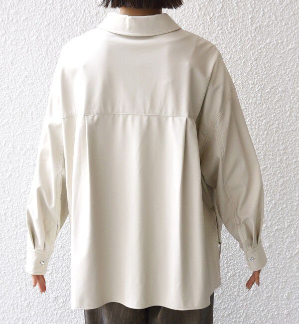 SHIPS for women「【WEB限定】〈手洗い可能〉合成皮革 裾 ドロスト シャツ 羽織」|シャツ・ブラウス|