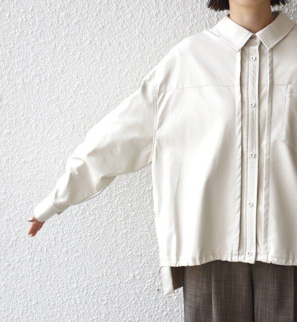 SHIPS for women「【WEB限定】〈手洗い可能〉合成皮革 裾 ドロスト シャツ 羽織」|シャツ・ブラウス|