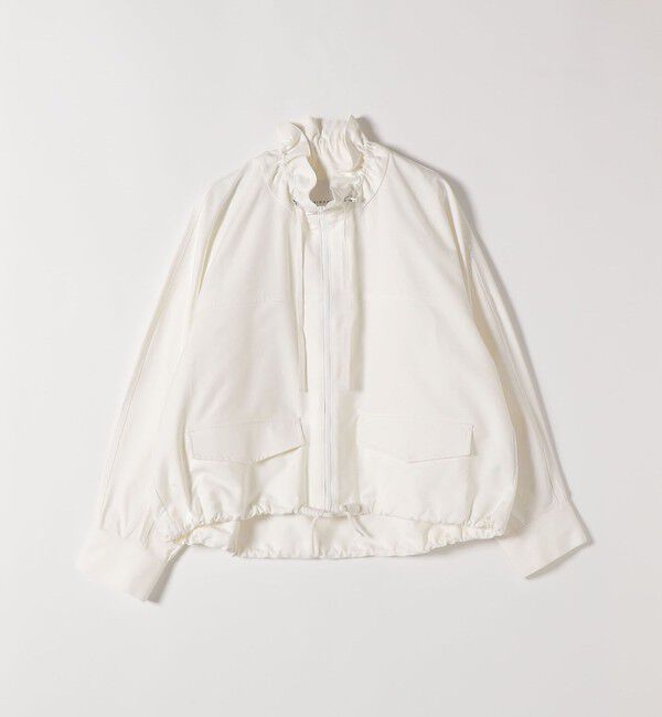 quaranciel「quaranciel:〈手洗い可能〉ギャザー スタンドカラー ドロスト ショート ブルゾン」|ブルゾン・スタジャン|