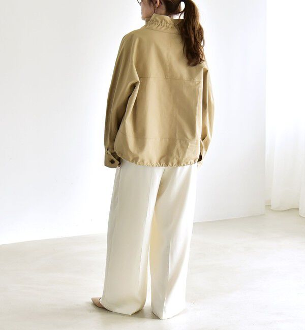 quaranciel「quaranciel:〈手洗い可能〉ギャザー スタンドカラー ドロスト ショート ブルゾン」|ブルゾン・スタジャン|