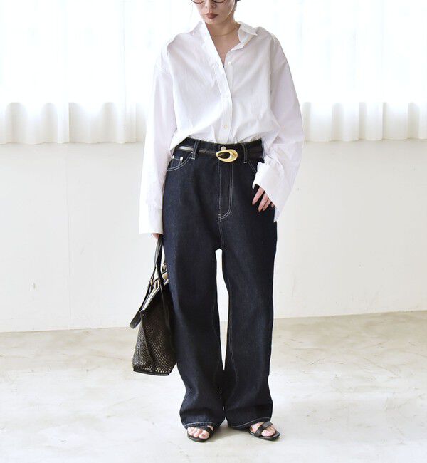 quaranciel「《一部追加予約》quaranciel:〈洗濯機可能〉ハイライズ ルーズ ワイド デニム パンツ」|デニム|