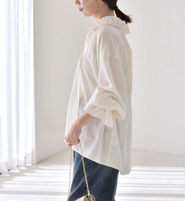 quaranciel「quaranciel:〈洗濯機可能〉フリルカラー リボン ギャザースリーブ ブラウス」|シャツ・ブラウス|