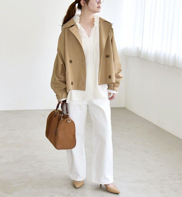 quaranciel「《一部追加予約》quaranciel: ドルマンスリーブ ショート トレンチ コート」|トレンチコート|