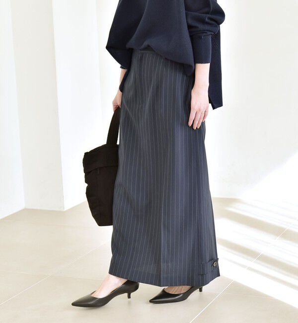 quaranciel「quaranciel:〈洗濯機可能〉ベルトデザイン Iライン スラックス スカート」|スカート|