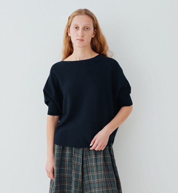 GALERIE VIE「クレープガーター ドルマンハーフスリーブ プルオーバー」|ニット・セーター|