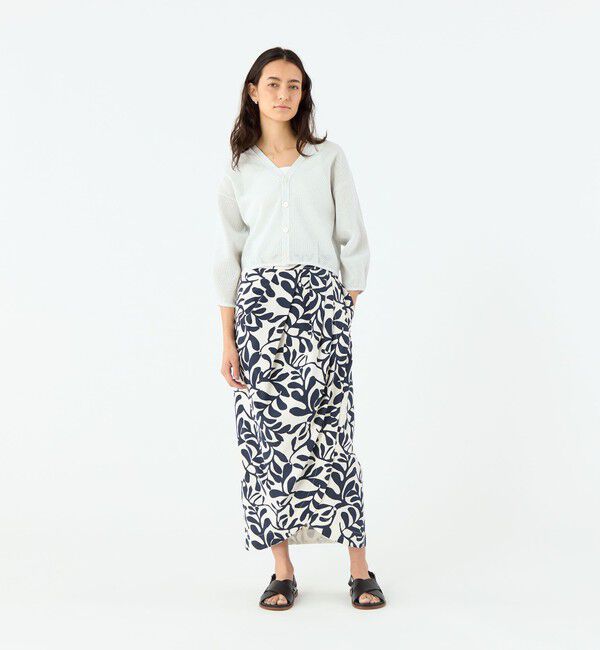MACPHEE「ボタニカルプリント アシンメトリータックスカート」|スカート|